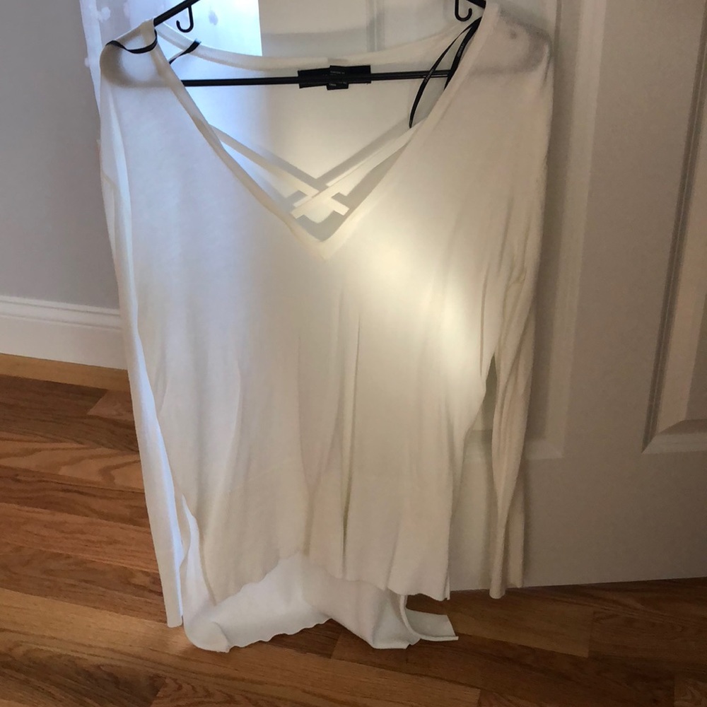 White criss cross sweater